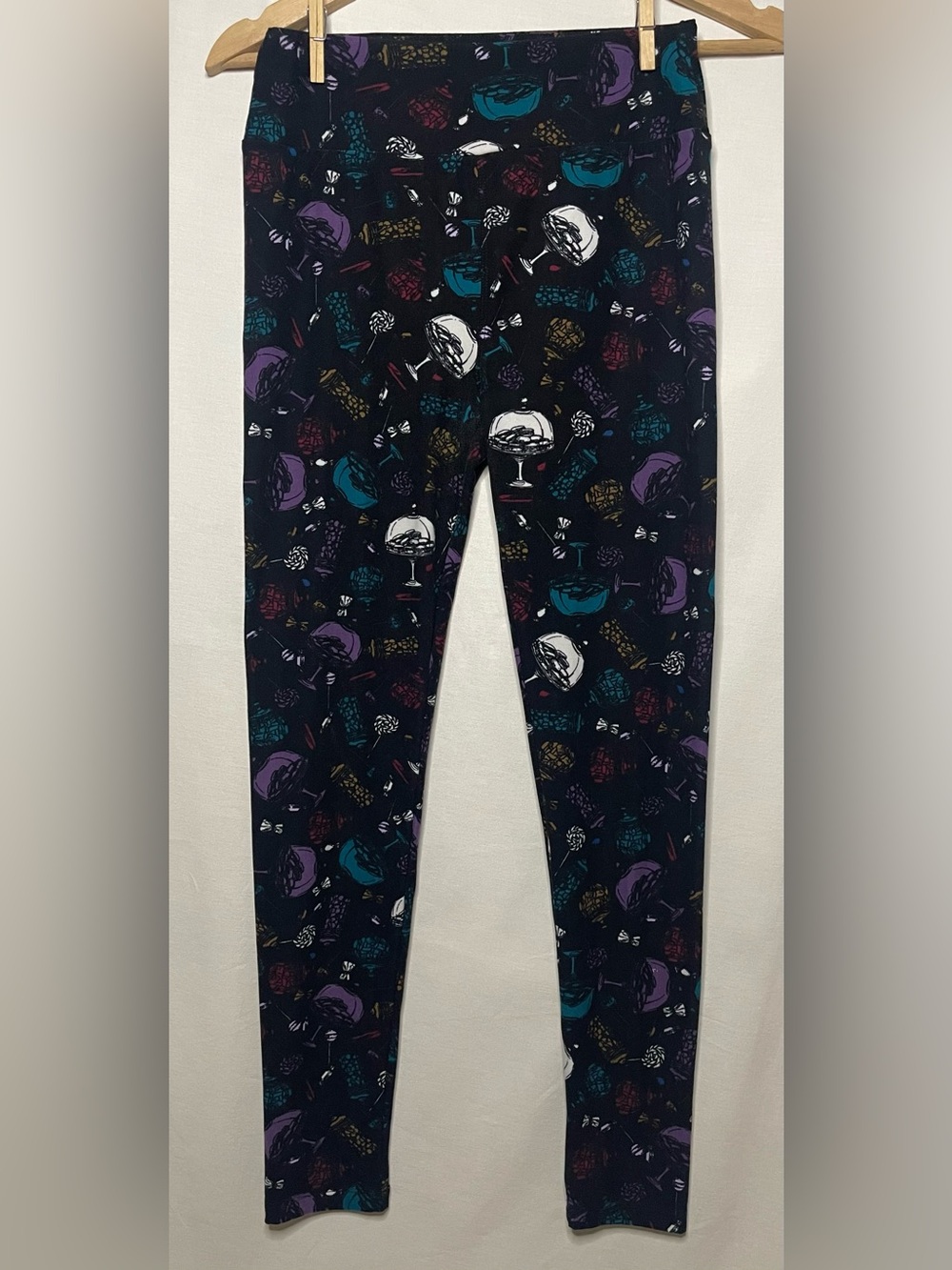 LuLaRoe Leggings with Multi-Color Candy & Treats Print on Black